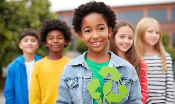 students supporting eco initiative at school