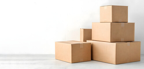 Cardboard Boxes with Stuff Indoors