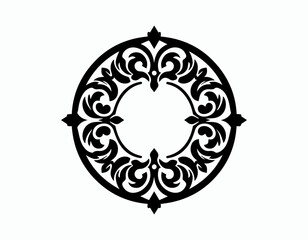 Fototapeta premium Elegant Simple Circular Frame with Floral Ornaments Vector Logo Design