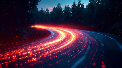  Motion blur on city road at night 