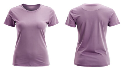 Mauve Ladies T-Shirt Template from Two Sides on Transparent Background

