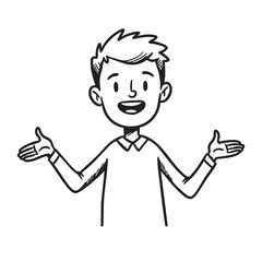 Happy Boy Outline Illustration Vector Avatar for Design Projects