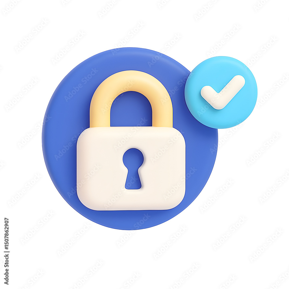 Leinwandbilder a digital lock icon with a padlock symbol and a checkmark, representing secure access, privacy prote