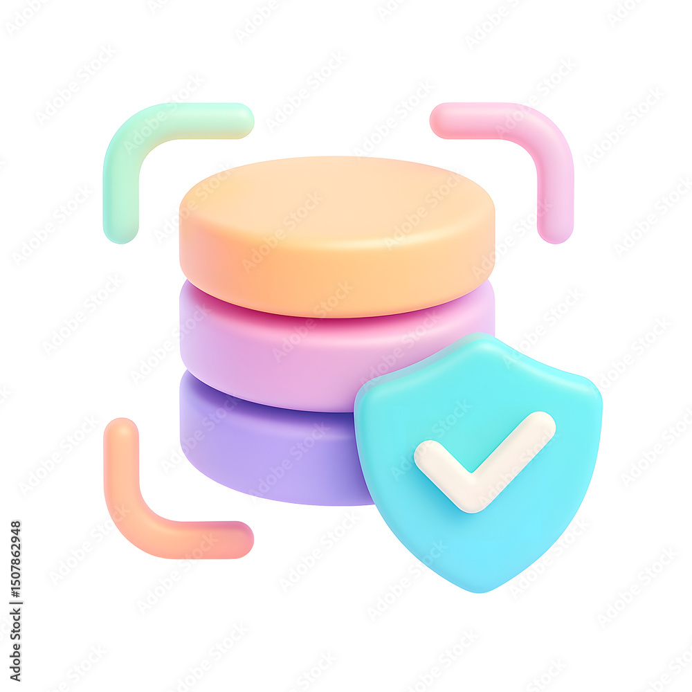Leinwandbilder vibrant and abstract 3d icon depicting various elements of digital data storage, security, and cloud