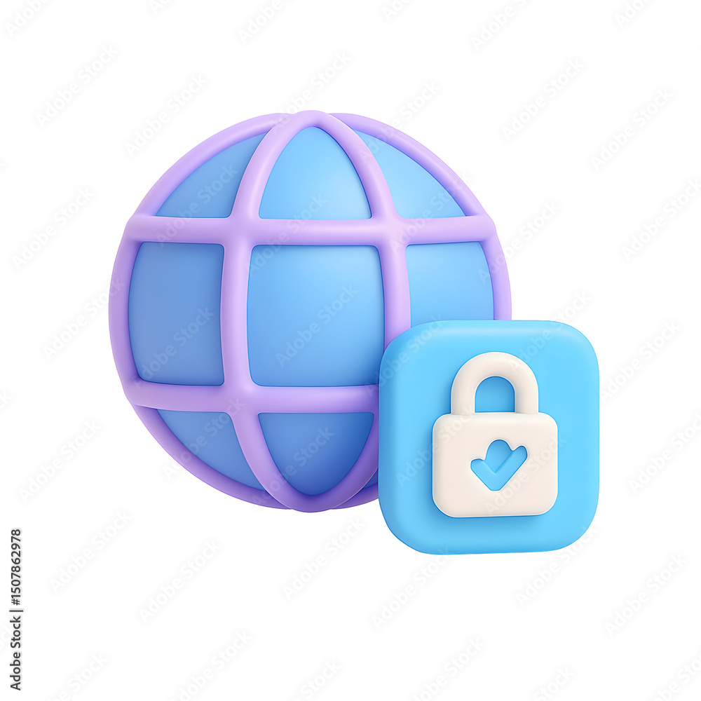 Fototapete Illustrated icon representing a virtual private network VPN providing secure and private internet connection through an encrypted gateway.