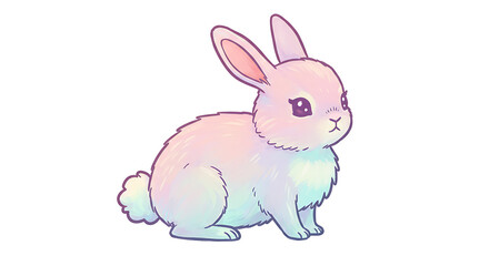 Obraz premium Adorable Pastel Rainbow Bunny Rabbit Illustration Cute Cartoon Hare Fluffy Pet Animal Design