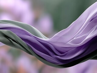 Fluid fabric drapes in soft purple and gray tones