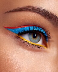 Obraz premium closeup glamorous eye makeup with colorful eyeliner
