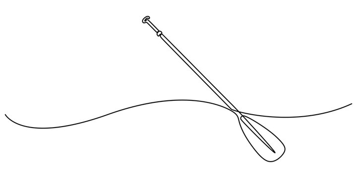 oar continuous one line drawing, vector graphic illustration, Paddles and oars vector icon in outline style, Isolated modern oar concept, boat paddle continuous one line drawing, Continuous single one