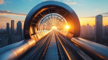 A hyperloop transportation system revolutionizing sustainable business logistics