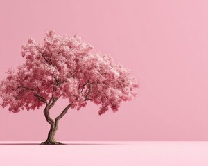 Obraz premium Pink Tree on Pink Background
