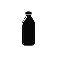 Isolated Black Bottle with Ribbed Cap and Transparent Background