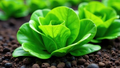 Lush green lettuce, vibrant spinach thrive in raised garden bed, plants, vegetables