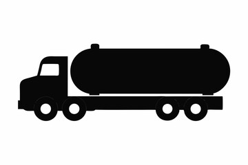 Side View Silhouette of Tanker Truck Vector Illustration for Industrial and Transport Designs