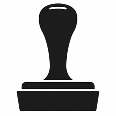 Solid Black Silhouette of Traditional Rubber Stamp on White Background Minimalist Vector Art for Design
