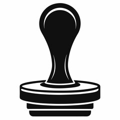 Solid Black Silhouette of Traditional Rubber Stamp on White Background Minimalist Vector Art for Design
