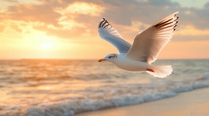 Golden Hour Seabird Flight