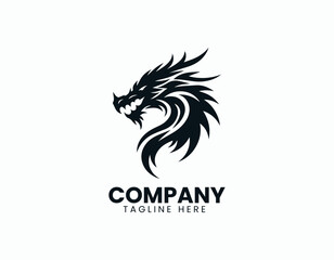 Fototapeta premium Aggressive Black Dragon Head Illustration Vector Logo Design