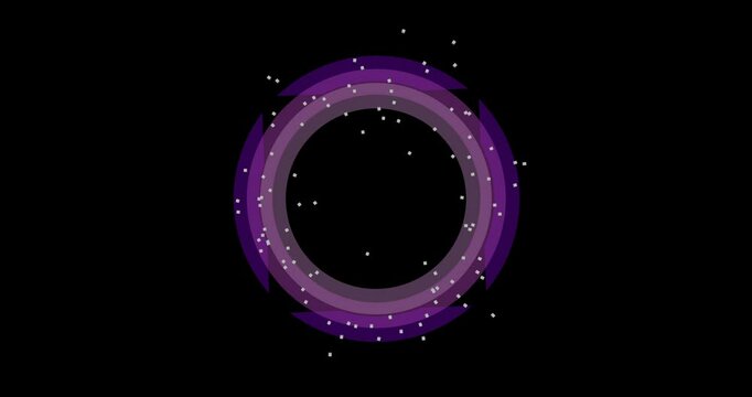 Central shape appearing triggers purple rings pulsing, spinning and forming glowing emblem