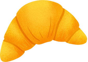 Delicious Plain Croissant. Cute Cartoon Dessert Pastry Illustration with Grain Texture and Vibrant Color, Transparent Background