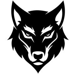 Sleek wolf head flat logo design in monochrome, ideal for corporate branding and app icons.