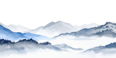 Snowy mountain peaks in a cold winter landscape