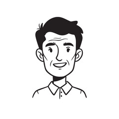 Vector Illustration of a Smiling Mature Man's Outline Avatar