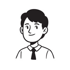 Simple Outline Illustration of a Smiling Man in a Shirt and Tie