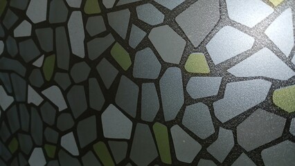 Stone Mosaic with Gray and Green Shapes