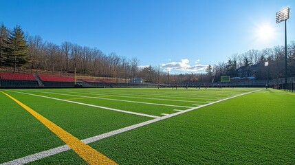Outdoor football field under sunny sky