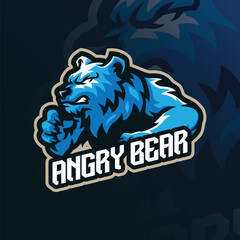 Bear mascot logo with modern illustration concept style for badge, emblem and t shirt printing. Angry bear illustration.