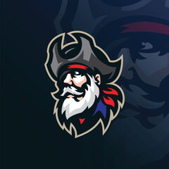 Captain mascot logo with modern illustration concept style for badge, emblem and t shirt printing. Captain pirates illustration.