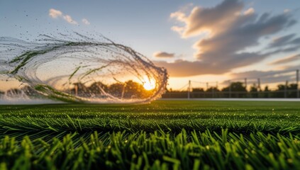 Automated irrigation system maintaining perfect condition of synthetic turf field