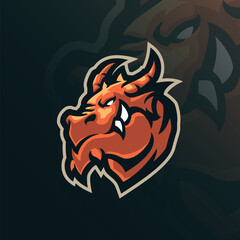 Dragon mascot logo with modern illustration concept style for badge, emblem and t shirt printing. Dragon illustration.
