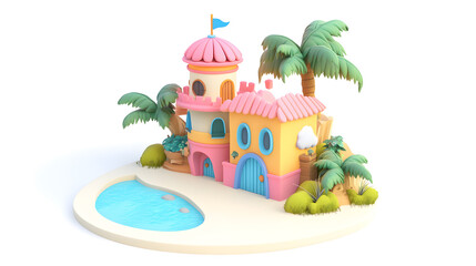 Cute game prop designed with vibrant colors and neon glow in a sci-fi theme.