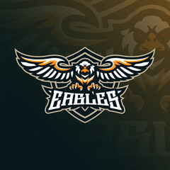 Eagle mascot logo with modern illustration concept style for badge, emblem and t shirt printing. Angry eagle illustration.
