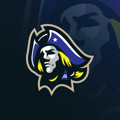 Patriot mascot logo with modern illustration concept style for badge, emblem and t shirt printing. Patriot head illustration.