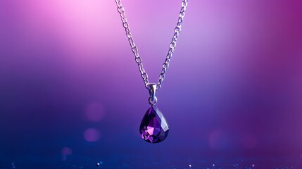 Shiny jewelry pendant with gemstone. Teardrop shaped emerald for gift. Necklace for women, wedding, mothers day, valentine, anniversary.