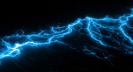 Abstract Blue Electric Lightning Bolts Energy Background