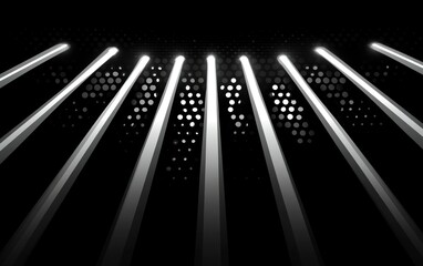 Abstract black and white light rays