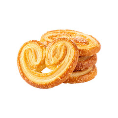 Fototapeta premium Delicious baked sweet cookies, a tasty dessert snack, are isolated on a white background
