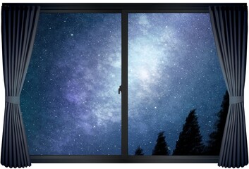 幻想的な星空が見える窓B