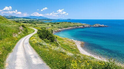 Obraz premium Beautiful scenery of the winding coastal road