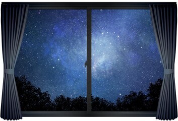 幻想的な星空が見える窓C
