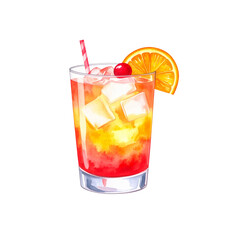 Iced cocktail with lemon and ice in a glass is a cold citrus refreshment