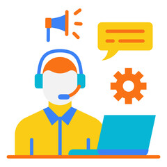 Customer service operator with headset and laptop