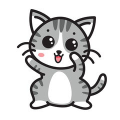 Grey cute cat cartoon illustration
