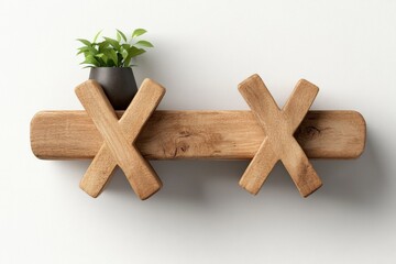 Modern Wooden Shelf with Planter in Minimalist Interior Design Aesthetic for Stylish Home Decor and Organization