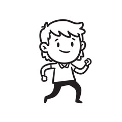 Cartoon Boy Running Outline Illustration  Vector EPS Clipart