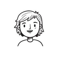 Hand-Drawn Avatar Illustration Simple, Happy, and Friendly Outline